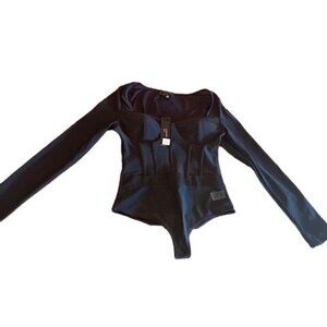 Chocolate Long Sleeve Black Stylish Bodysuit S Polyester Spandex Women's sexy to